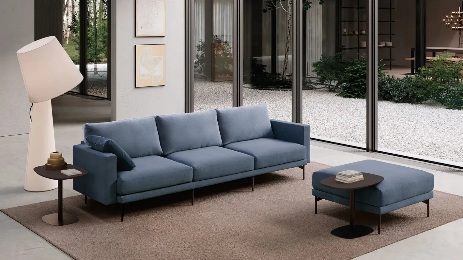 Linear fabric sofa Freedom by Doimo Salotti