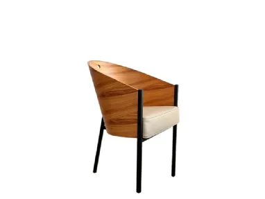 Costes wooden chair with Driade leather seat.