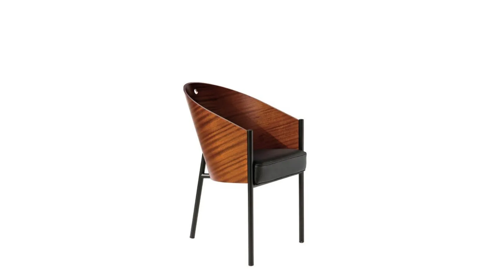 Wooden Costes chair with leather seat by Driade