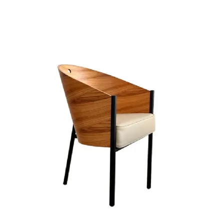 Costes wooden chair with Driade leather seat.