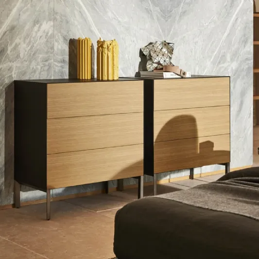  Comò Norma in legno e cuoio di Pianca