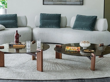Lagoon coffee table in glass and wood by Cattelan Italia