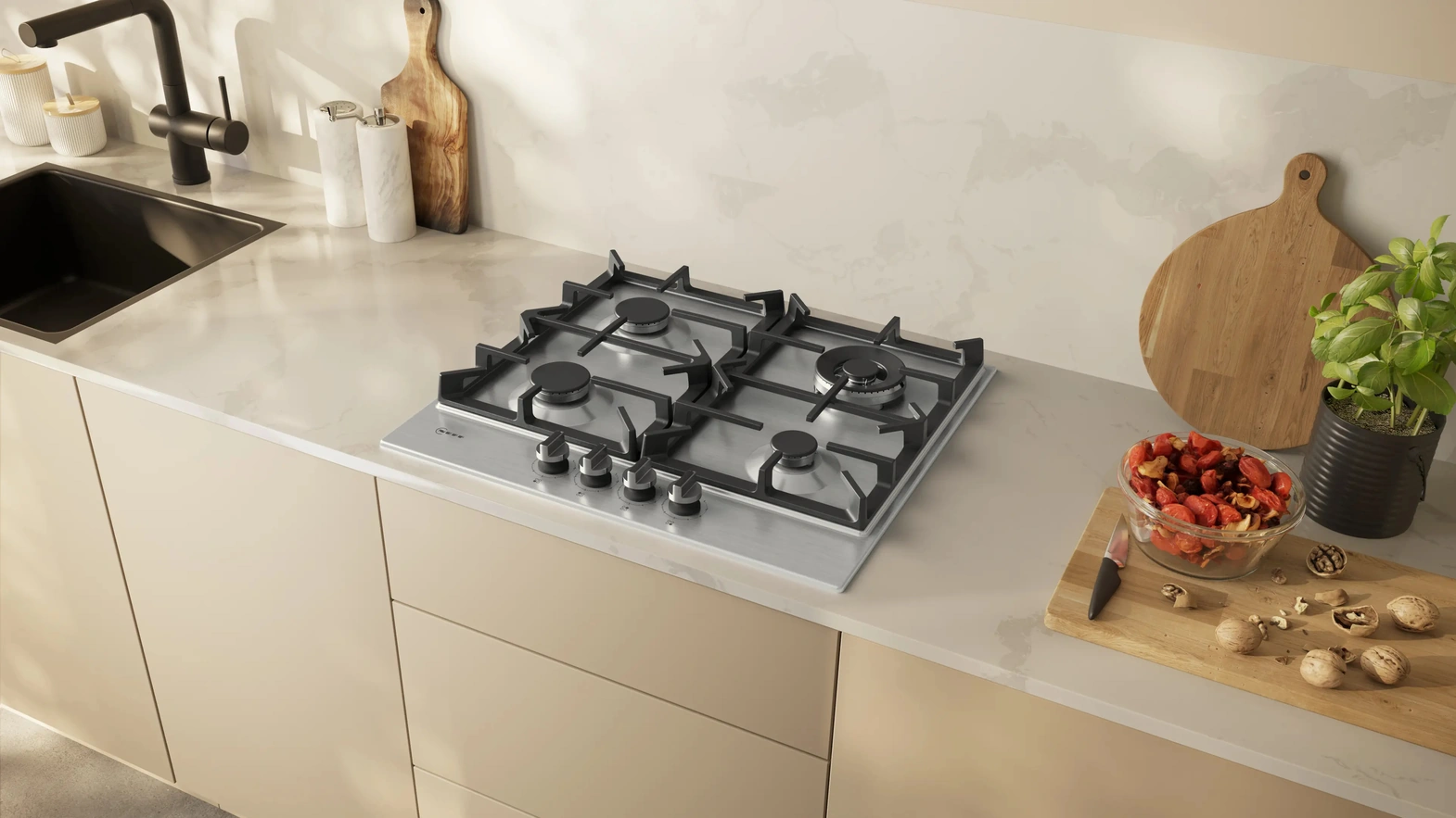 60 cm Gas Cooker Stainless Steel N 70 by NEFF