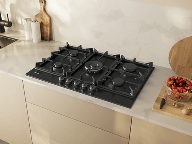 75 cm Gas Hob Black Enamelled Steel N 70 by NEFF