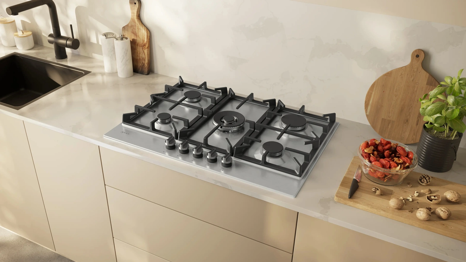 75 cm Gas Cooker Stainless Steel N 70 by NEFF