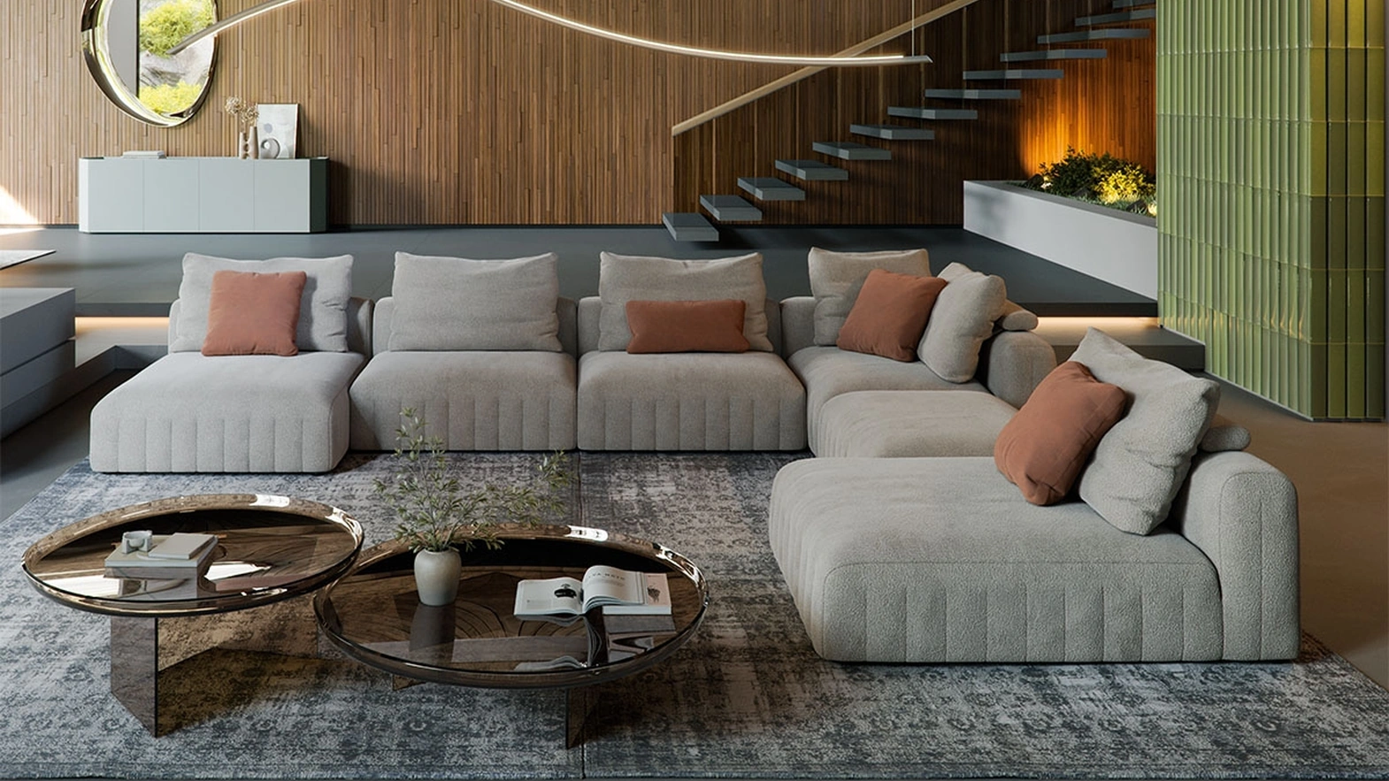 Gibson sofa with chaise longue by Cattelan Italia