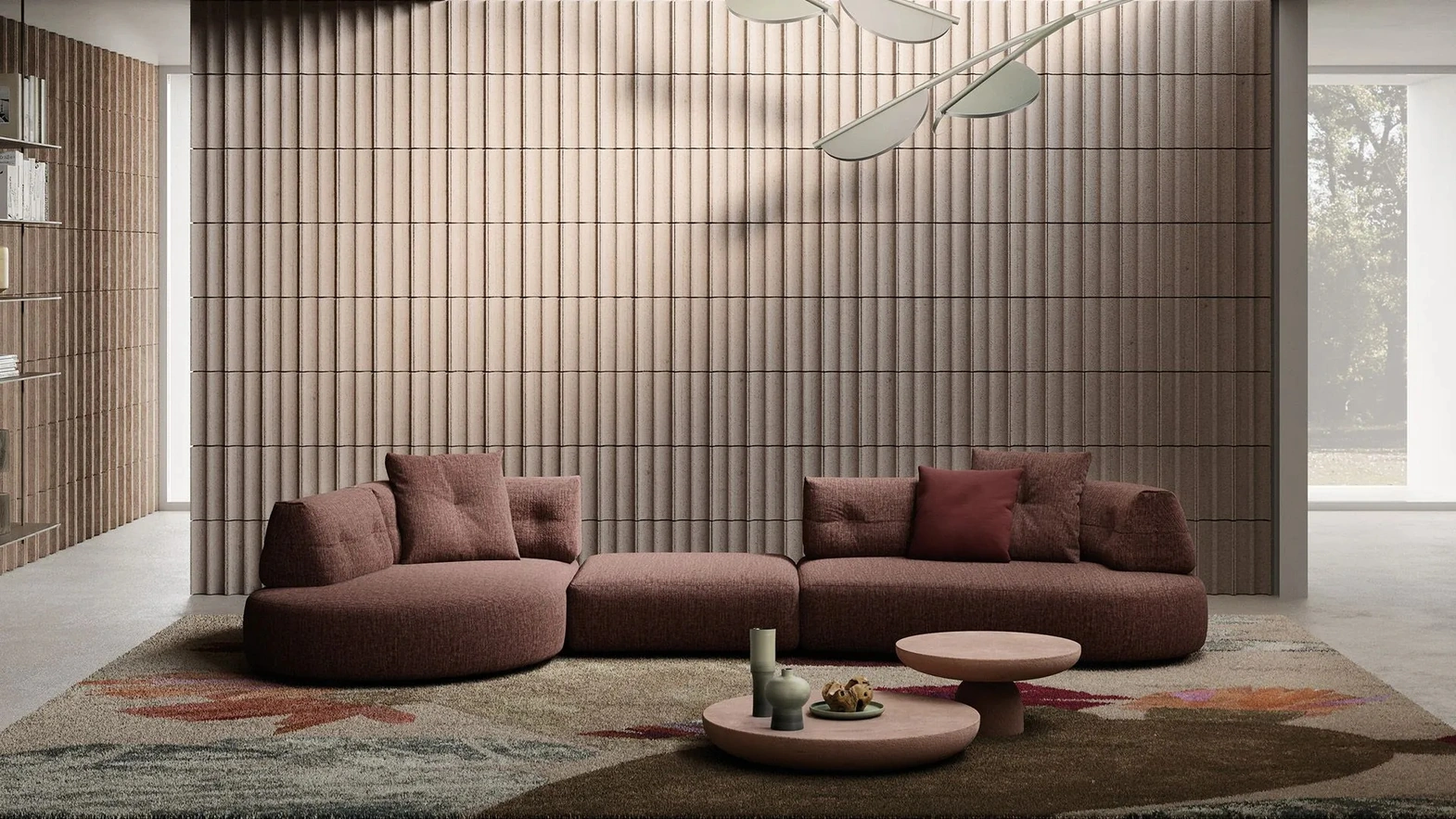 Lotus sofa with chaise longue by Doimo Salotti