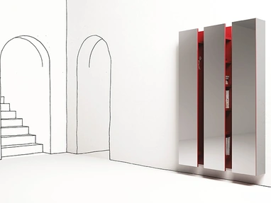 Bookcase with mirrored front Ambrogio by Minotti Italia