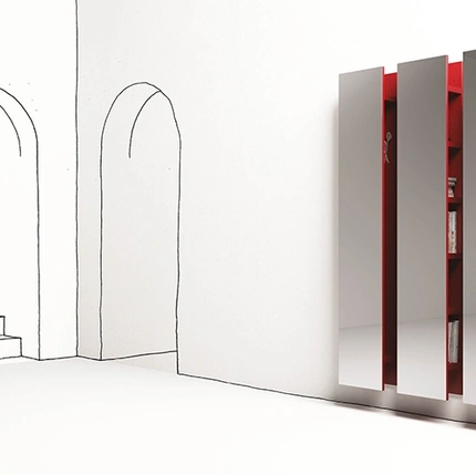 Bookcase with mirrored front Ambrogio by Minotti Italia