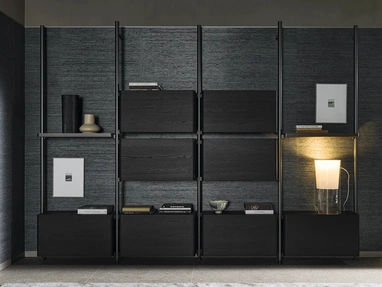 Hector bookcase in aluminum and wood by Molteni & C