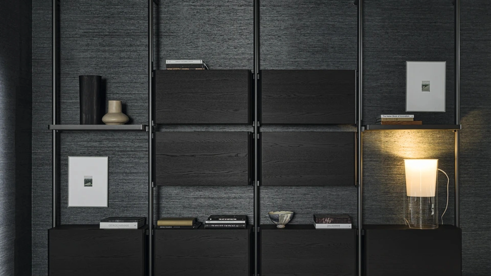Hector bookcase in aluminum and wood by Molteni & C