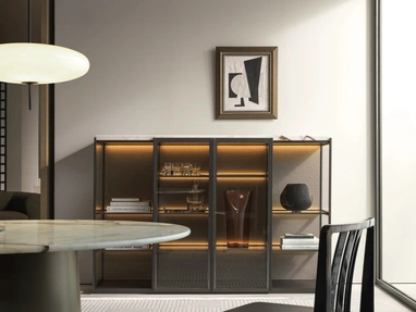 Logos Set 04 Bookcase in Wood with Glass Doors by Molteni & C