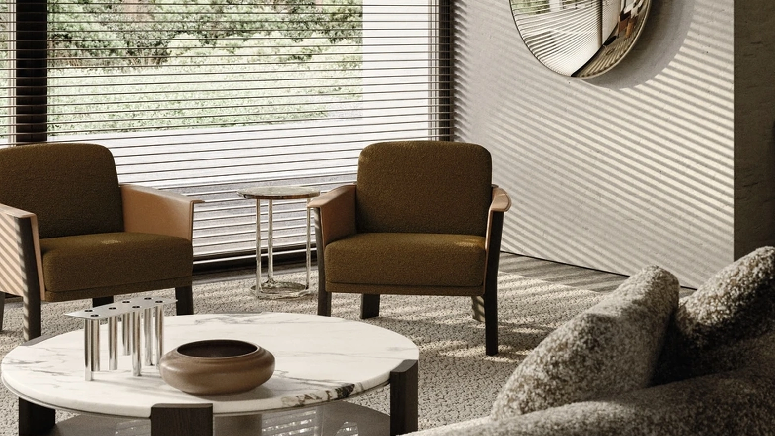 Armand armchair in leather and fabric by Molteni & C