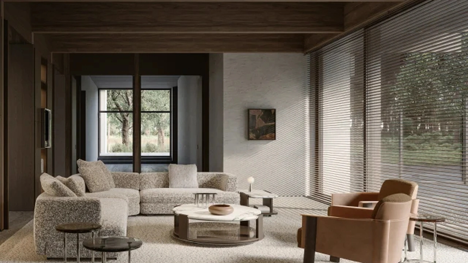 Armand armchair in leather and fabric by Molteni & C