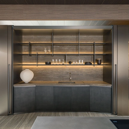 Tivalì 2|0 Design Kitchen By Yabu Pushelberg in Anthracite Lacquer by Molteni & C