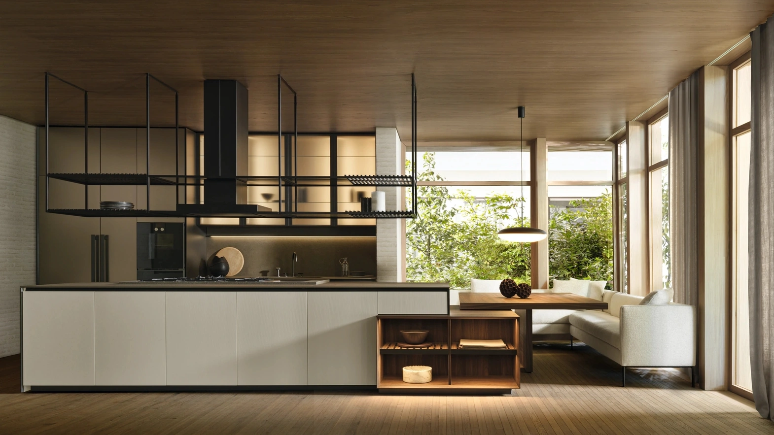 Prime Design Kitchen with Island in Peltro Lacquered by Molteni & C