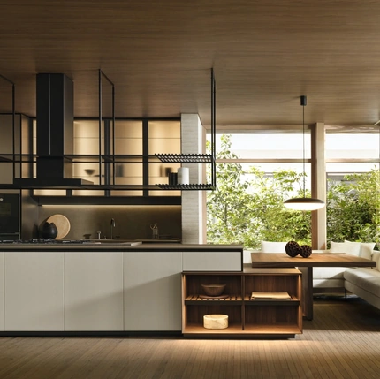 Prime Design Kitchen with Island in Peltro Lacquered by Molteni & C