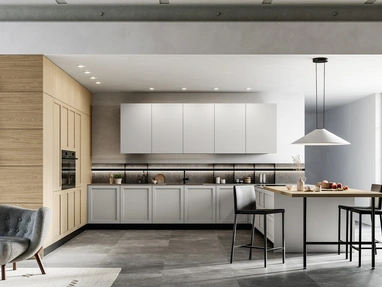 Modern Kitchen with Alma 02 island in PET and laminate by Arredo3