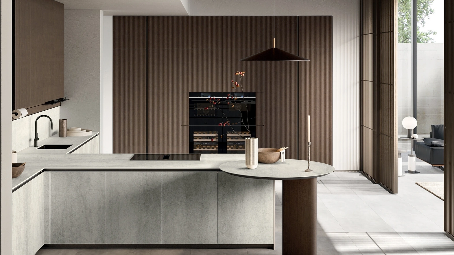 Modern Kitchen with Glass 01 Peninsula by Arredo3