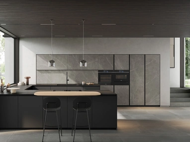 Modern Kitchen with Glass 04 Peninsula by Arredo3