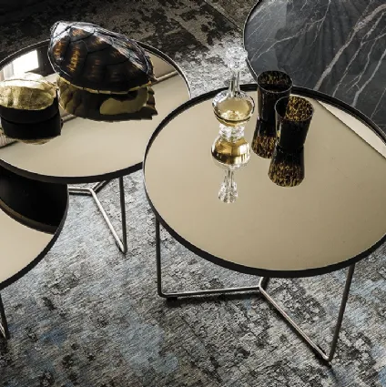 Coffee table in embossed steel and top in crystal BillydiCattelanItalia
