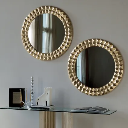 Mirror with frame in wood leaf of gold Egypt by Cattelan Italy