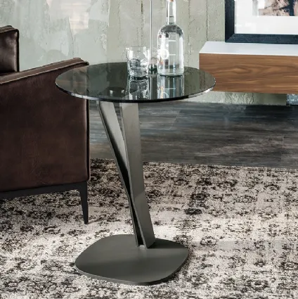 Falco coffee table with steel base and smoked glass top by Cattelan Italia