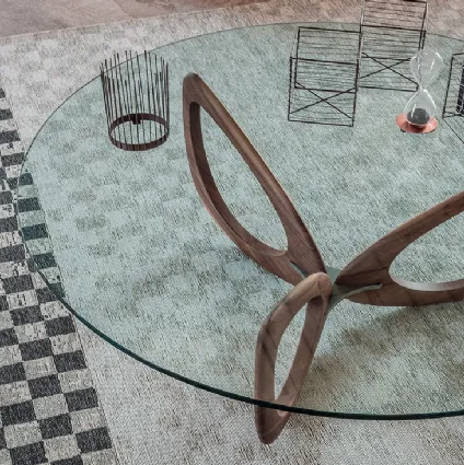 Coffee table with wooden base and crystal top HelixdiCattelanItalia