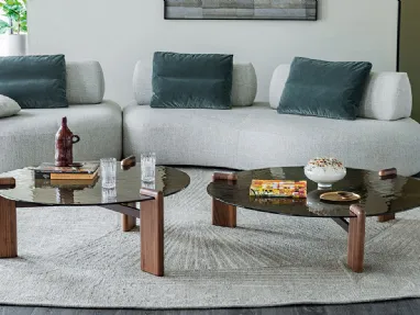 Lagoon coffee table in glass and wood by Cattelan Italia