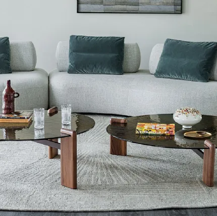 Lagoon coffee table in glass and wood by Cattelan Italia