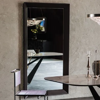 Mirror with frame covered in leather Taxedo Magnum of Cattelan Italy