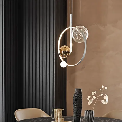 Lamp with steel structure and lampshades in transparent, bronze and sandblasted borosilicate glass Biarritz Cattelan Italia