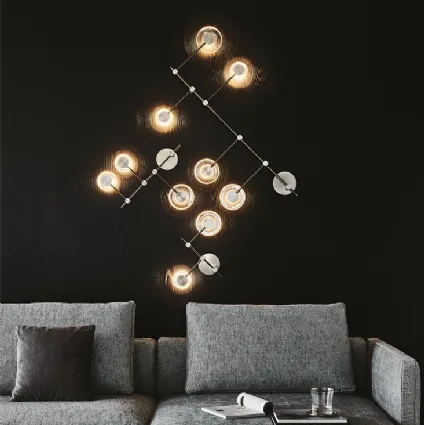 Steel chandelier with glass lampshadesAppliqueCircuitdiCattelanItalia