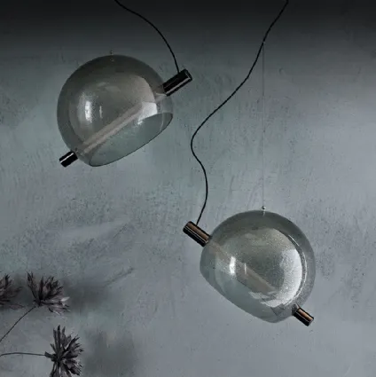 Ceiling lamp with lampshade in transparent or smoked Cody blown glass by Cattelan Italia