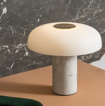 Table lamp Tropico medium in marble and glass by Fontana Arte