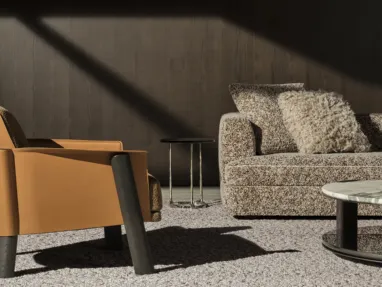 Armand armchair in leather and fabric by Molteni & C