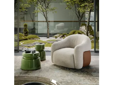 Baldwin Turn fabric armchair with leather detail on the back by Cattelan Italia
