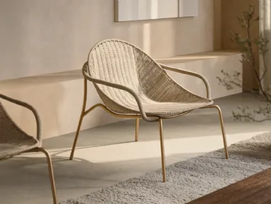 Cloud Indoor Armchair in natural Kraft paper and metal by Pianca.