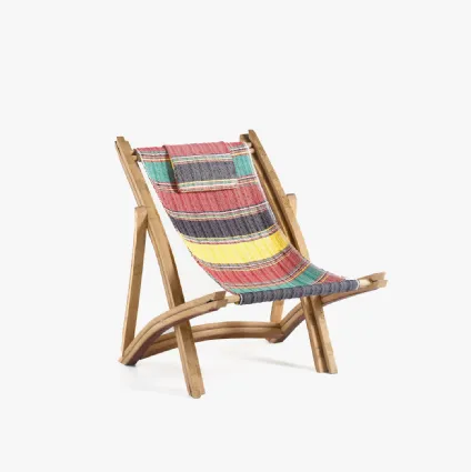Virgola armchair in fabric and Oak wood by Riva1920.