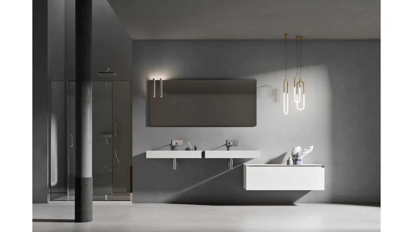 Dafne 02 suspended bathroom cabinet by Arcom.