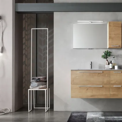 Suspended bathroom cabinet in E-Ly 81 oak melamine by Arcom