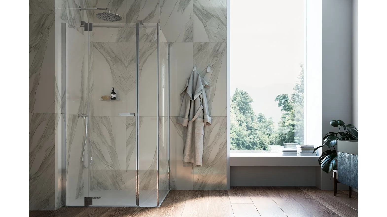 Shower Box Praia Design Swing Door by Inda