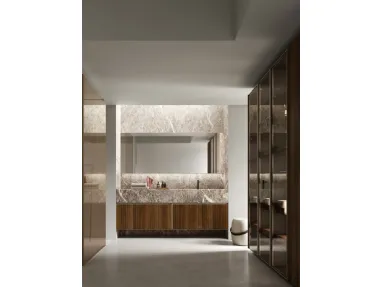 Suspended bathroom vanity unit Shape 20 in walnut by Arcom