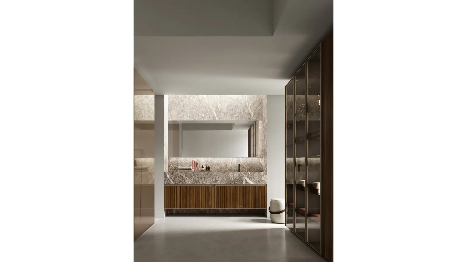 Suspended bathroom vanity unit Shape 20 in walnut by Arcom