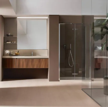 Suspended Bathroom Furniture Shape 25 in walnut by Arcom