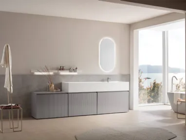 Lacquered glass bathroom wall unit Shape 31 by Arcom.
