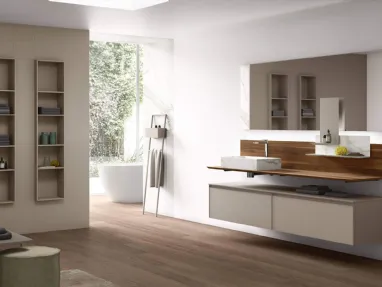 Suspended Bathroom Vanity Shape 32 in lacquered glass by Arcom.