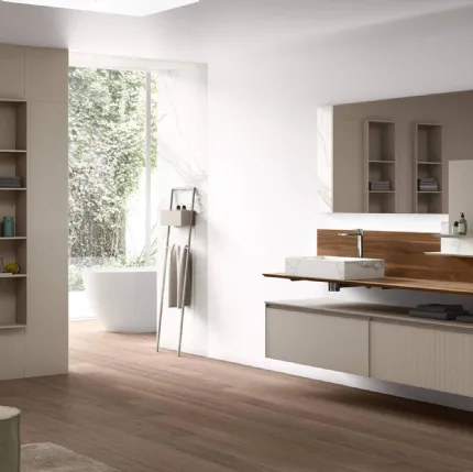 Suspended Bathroom Vanity Shape 32 in lacquered glass by Arcom.