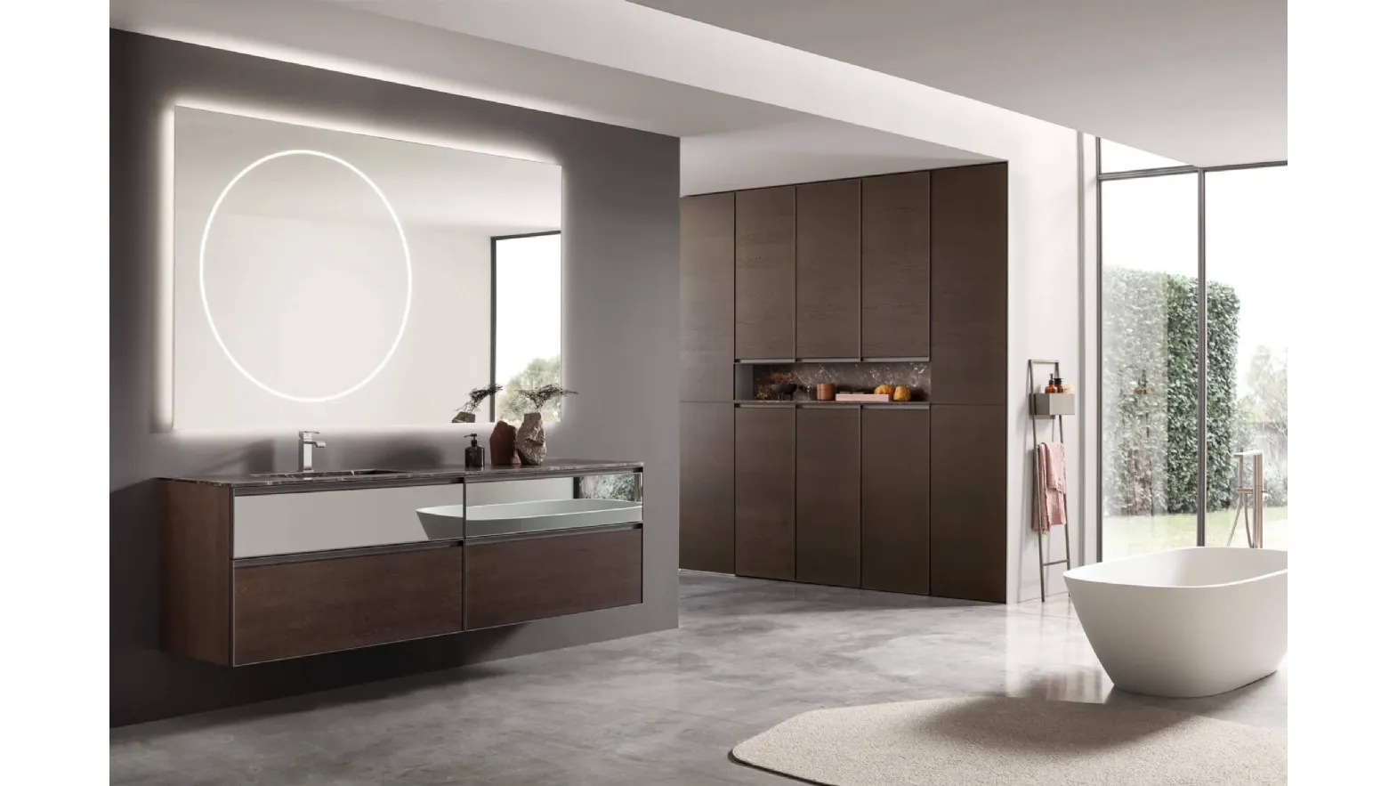 Suspended bathroom vanity unit Shape 33 by Arcom.