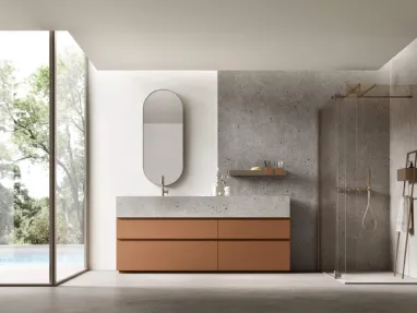 Floor standing bathroom cabinet Soul 15 in lacquered oak by Arcom